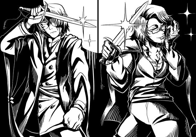 Black and white etching